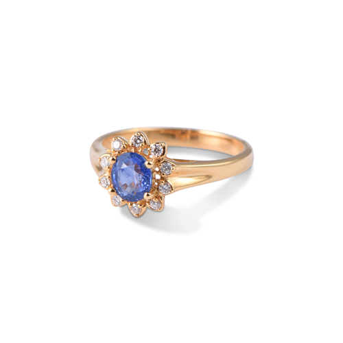 Bague Marguerite En Or 18 Carats – Taille 58, Avec Diamants, Style Floral Vintage